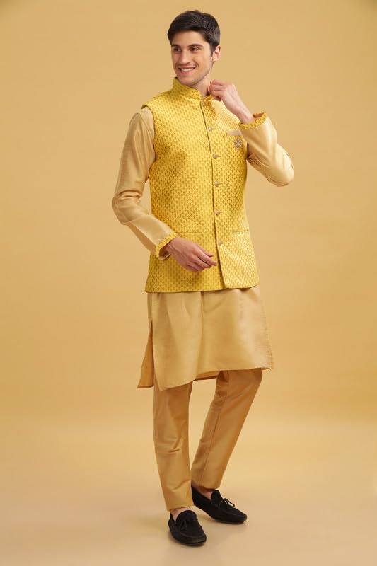 Be Active Men's Floral Regular Kt-Ser (Kt0667-02-S_Yellow S)