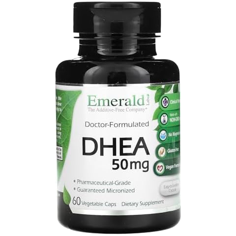 Emerald Labs DHEA 50mg - Adrenal Support Supplement to Help Hormone Balance* - Gluten-Free - 60 Vegetable Capsules (60-Day Supply) Cover