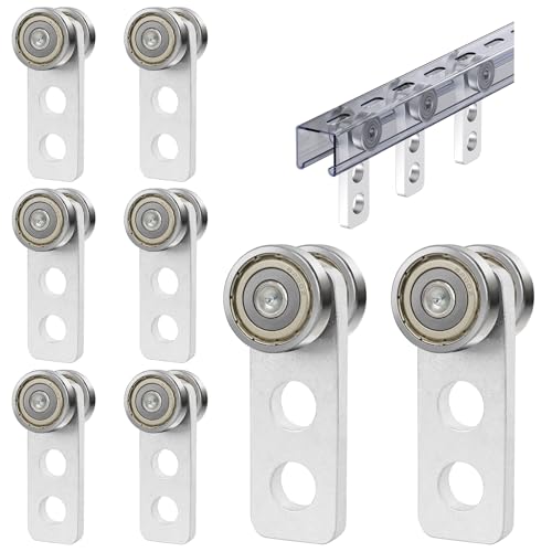 Heavy Duty Trolley Assembly,2-Wheel Roller Set for 1-5/8" Strut Channel or Taller,Steel Construction Sliding Rail Track System for Supermarket,Factory,Warehouse Material Hanging(8 Pack)