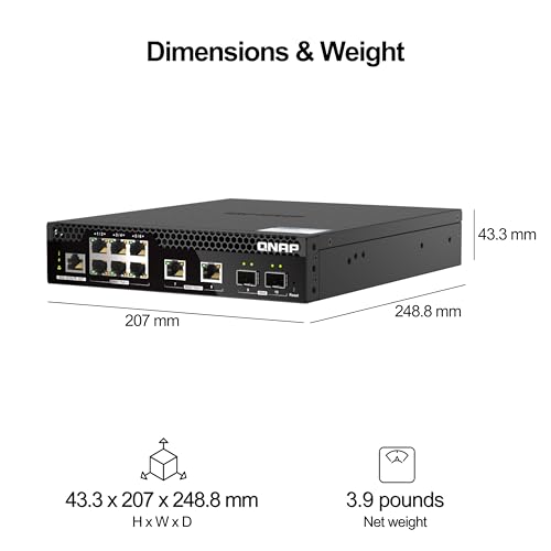 Image of QNAP QSW-M2106PR-2S2T-US 10-Port 10GbE PoE++ Managed Switch | Half-Width Rackmount, Layer 2, 2 x 10GbE SFP+, 2 x 10NBASE-T RJ45, 6 x 2.5GbE RJ45 Ports