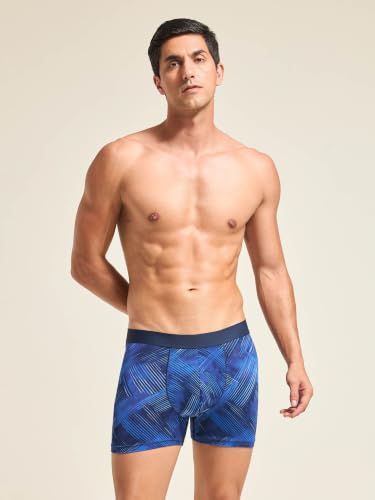 Image of TECHNOSPORT Men's Colorblock Trunks Underwear with ElastoLITE 4 Way Stretch Lightweight Breathable Moisture Wicking Soft Anti Odour Anti Microbial Comfort Fit Boxer Briefs Innerwear for Men