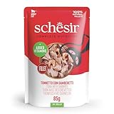 Schesir, Thunfisch mit Garnelen in Gelee, komplettes Nassfutter für Katzen, in Dosen, 100% natürliche Inhaltsstoffe, tierversuchsfrei, 12 x 85 g