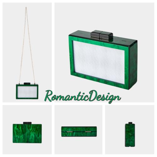 Image of RomanticDesign Women Acrylic Handbag Rattan Woven Pattern Square Box Crossbody Handbag Shoulder Bag Chain Purse