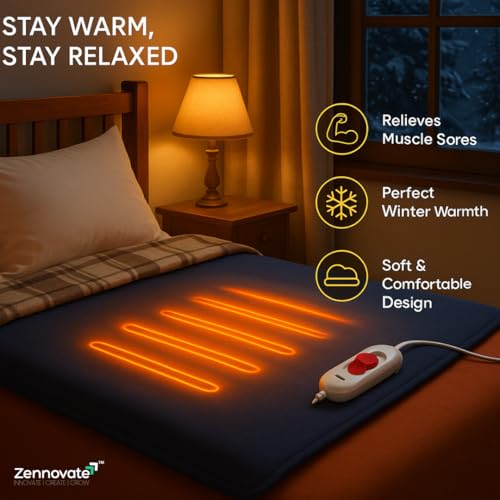 Image of Superior ISO Certified & ZED Certified Electric Under Blanket |Bed Warmer with Multiple Heat Controls (Body, Foot, High, Low)| Shock Proof | Single Bed Size (150cmx80cm) |10 Year Warranty