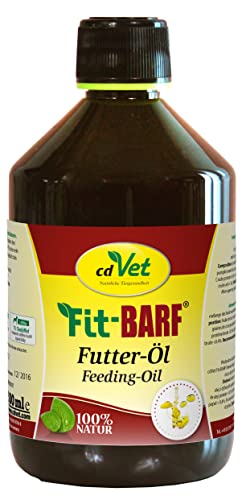 cdVet Naturprodukte Fit-Barf Feeding Oil 500 ml - Dog & Cat - Linseed Oil - Supply of Essential Fatty acids Vegetable Oils - Cold Pressed - Energy Donor - Raw Feeding - Barf Cover