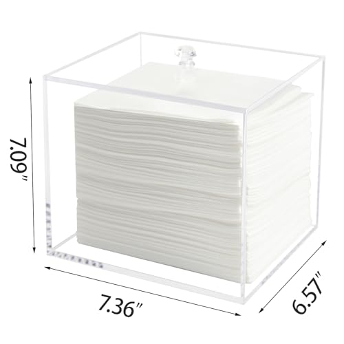 Face Towel Holder Box, Acrylic Facial Disposable Towelettes Container for XL Face Towels and Protects from Dust, Clear