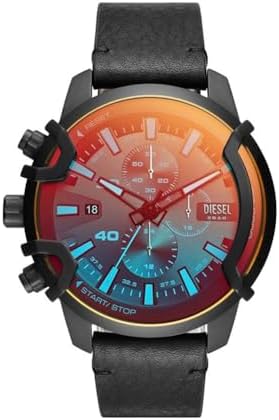Diesel Griffed Uhr für Männer, Quarz-Chronographenwerk mit Ledera...