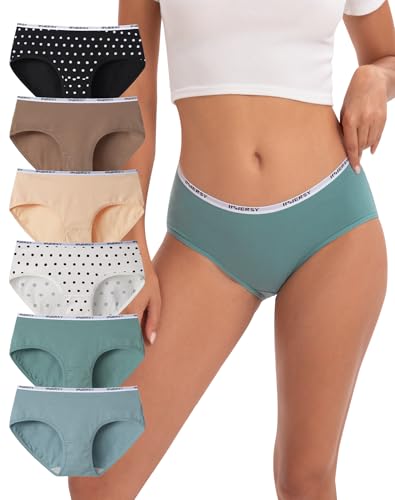 INNERSY Damen Unterhosen Niedriger Taille Damenslips Baumwolle Mehrpack 6er Pack (L, Frühherbst) 1