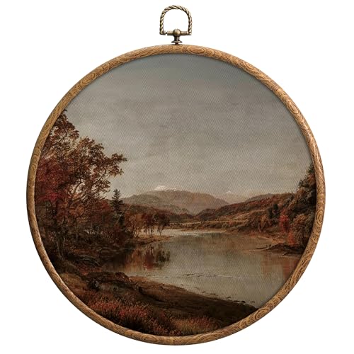 QSLCU Vintage Outskirts Round Wall Decor, Vintage Country Path Landscape Bohemian Wall Art, Waterproof, Classical Artwork Western Decorations for Home Living Room Bedroom Bathroom Kitchen Office, 08