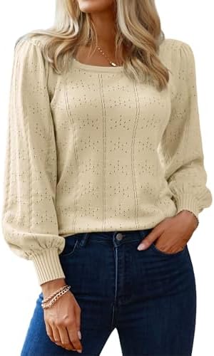 Hotouch Sweaters for Women 2026 Fall Trendy Tops Casual Puff Slee...