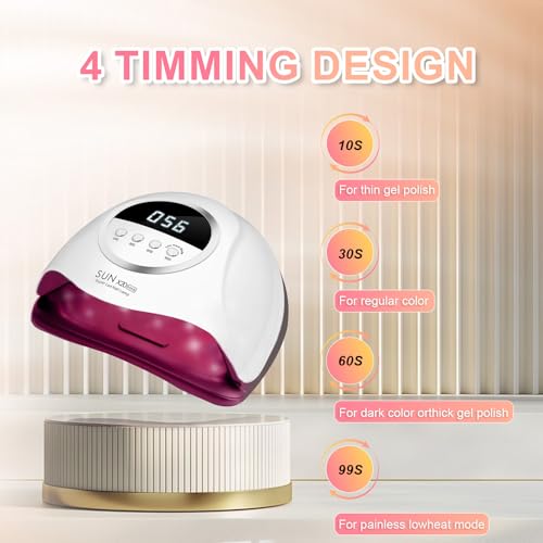 320W UV LED Nail Lamp, Professional Nail Dryer Gel Polish Light with 72 Beads, UV Nail Light with 4 Timer Settings - Image 3