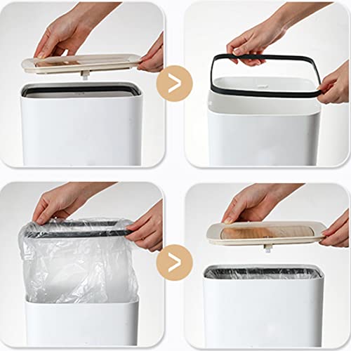 Doyingus Trash Can With Lid, 1.8 Gallon Square Plastic Garbage Can With Legs, Garbage Bin With Push Button, Modern Waste Basket For Bedroom Bathroom Living Room Office #TOP4