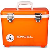 Engel UC13 13qt Leak-Proof, Air Tight, Drybox Cooler and Small Hard Shell Lunchbox for Men and Women in Orange High-Visibility