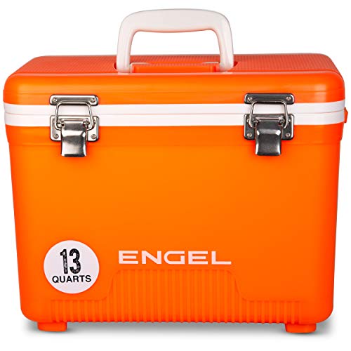 Engel UC13 13qt Leak-Proof, Air Tight, Drybox Cooler and Small Hard Shell Lunchbox for Men and Women in Orange High-Visibility