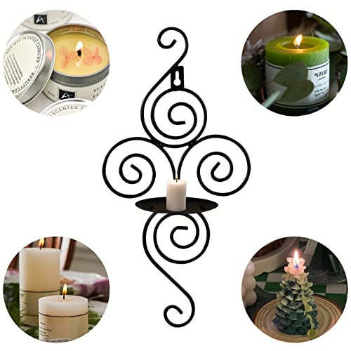 Wall Candle Holders Decorative, Tacykibd Hanging Wall Candle Sconces And Wall Sconces Set Of 2, Elegant Metal Iron Candle Holders For Home Decorations Events Living Room Weddings Farmhouse (Black) #TOP6