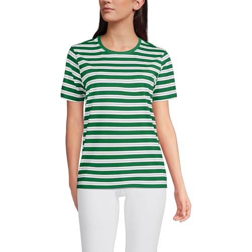 Lands' End Womens Short Sleeve Relaxed Supima Cotton Crew Neck
