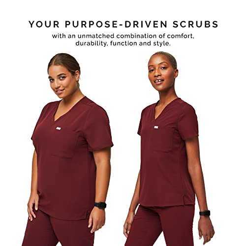 Figs Catarina One-Pocket Scrub Top For Women — Burgundy, S #TOP6