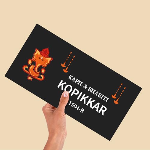 Image of SIGNOOGLE Customized Ganesha Name Plate For Home Entrance | Ideal For House, Villa, Bungalow, Office,Flat, | Elegant Design | Long Life | Weather Proof (12 x 6 Inch)