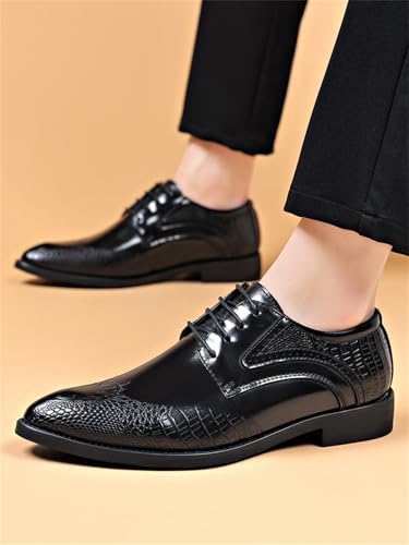 Image of Men's Vintage Dress Shoes Casual Oxford Formal Leather Shoes for Weddings Business Office Prom