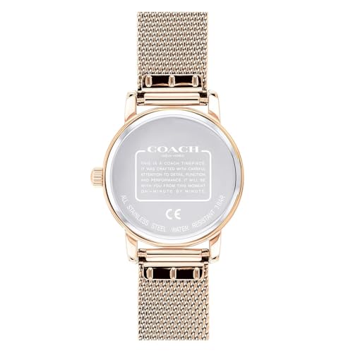 Image of Coach Grand Qtz Basic Rose Gold Round Dial Women's Watch|Ionic Plated Rose Gold Steel Material|Rose Gold Color Band - 14503745