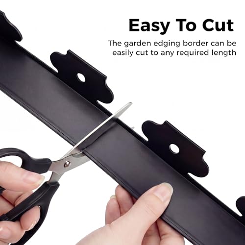 Greenera Garden Edging Border, 33FT/10M Black Flexible Plastic Lawn Edging With 30 Reinforced Pegs, 4.6CM High Lawn Edging Border - Easy Dig & Cut Installation For Flowerbeds, Lawns & Pathways - 5