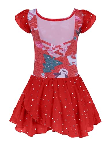 Image of Arshiner Girls Ruffle Sleeve Ballet Dance Dress Tutu Skirted Leotard