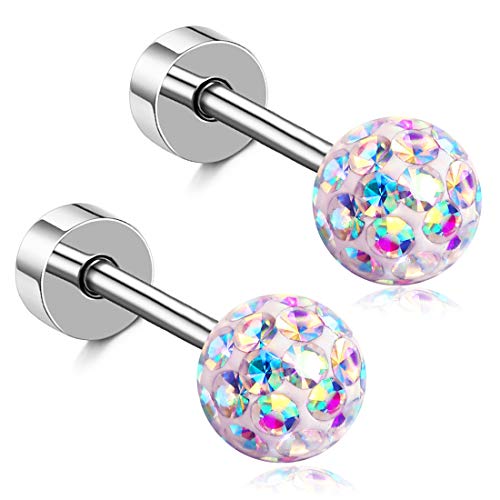 Hypoallergenic Stainless Steel Stud Earrings for Women Little Girls Flat Safety Screw on Back Tragus Cartilage Ear Piercing Jewelry4