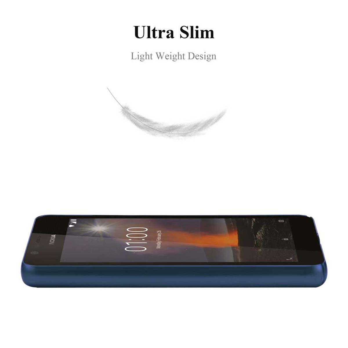 Custodia Cadorabo Rigida Per Nokia 1 (2017), Cover Sottile In Plastica Effetto Metallizzato Azzurro, Bordo Rialzato Antiurto - 2