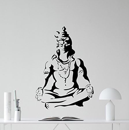 Large Shiva God Wall Decal Indian Gods Vinyl Sticker Hinduism Art Indian Religion Yoga Decor Design Meditation Room Decal Housewares Bedroom Decor Removable Mural (29" x 40")