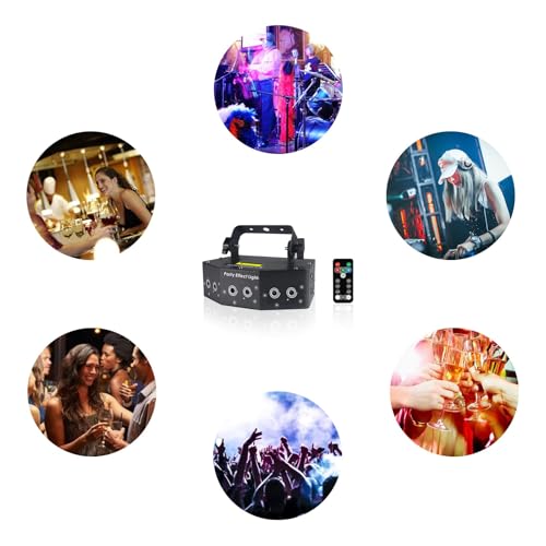 Image of Disco Party Lights,Dj Laser Lights RGB Sound Activated,Master-Slave Scan Light Projector by DMX512 Ctrol,Indoor Dance Pattern Stage - for Birthday Light Shows Clubs Bars (6 Hole)