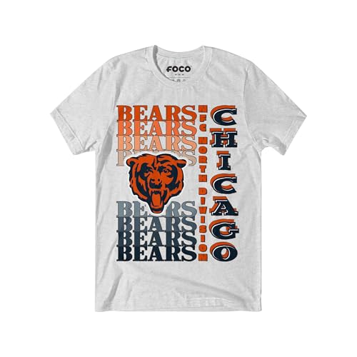 FOCO Chicago Bears NFL Mens Gradient Wordmark T-Shirt - Ash - XXL