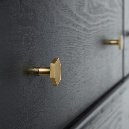 Voittozege 25 Pack Gold Drawer Knobs, 1-1/10-Inch Diameter Hexagon Drawer Handles Brushed, Brushed Brass Cabinet Knobs for Dresser Drawer Knobs and Pulls Knobs by Voittozege - Image 6