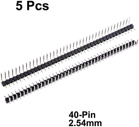 Sourcingmap 5Pcs 2.54mm Pitch 40P Single Row Curved Connector Pin Header Strip for Prototype Shield