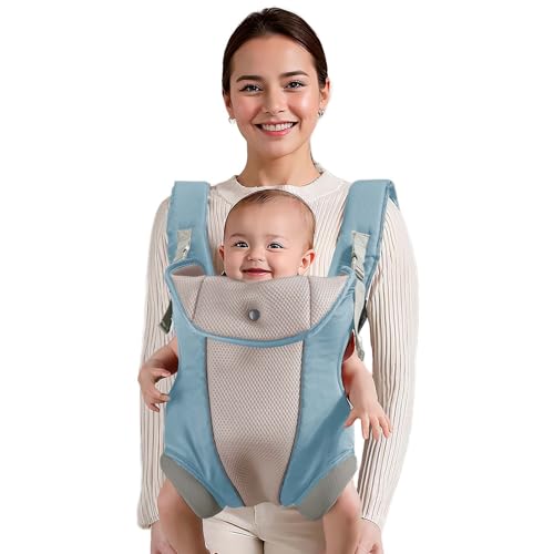 JOYNCLEON Ergonomic Baby Carrier with Adjustable Strap,4-in-1 Newborn to Toddler Carrier,Breathable Mesh Baby Carrier for Summer,Compact for Travel & Outdoor Adventures,Ideal for Infants 0-3 Years