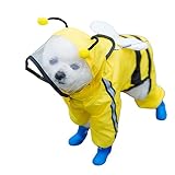 Dog Raincoat Pet Waterproof Clothes with Transparent Hood and Four Feet Full Body Coverage Lightweig