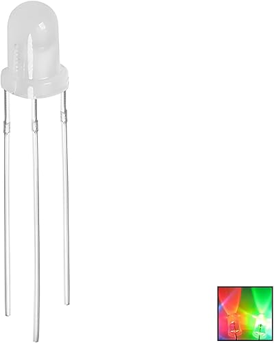 10 luces LED rojas y verdes de 0.197 in, diodos LED redondos bicolor, cátodo común, lente blanca, 3 pines RGB componentes electrónicos lámparas de