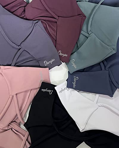 Image of Danysu Backless Sports Bra Soft Workout Tops with Removable Padded Yoga Training Bras Strappy Going Out Top