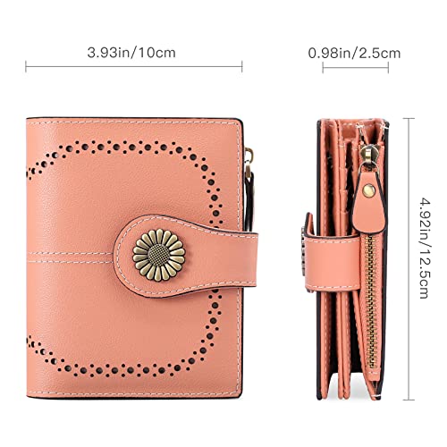 Image of SENDEFN Small Womens Wallet Leather Bifold Card Holder RFID Blocking with Zipper Coin Pocket