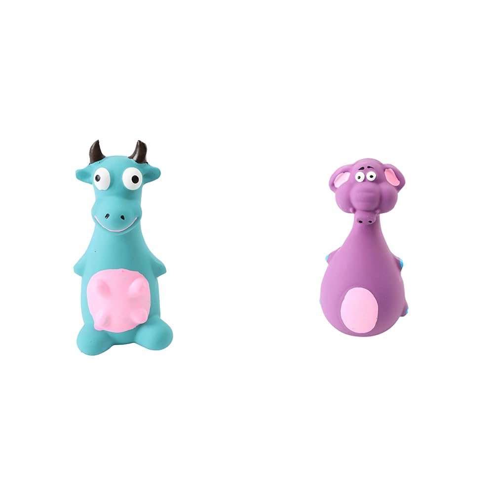 Foodie Puppies Natural Latex Rubber Squeaky (Blue Bull) Dog Toy & Natural Latex Rubber Squeaky (Purple Elephant) Dog Chew Toy (0-10kgs) (B0CDDD7M4C) Amazon Price History, Amazon Price Tracker