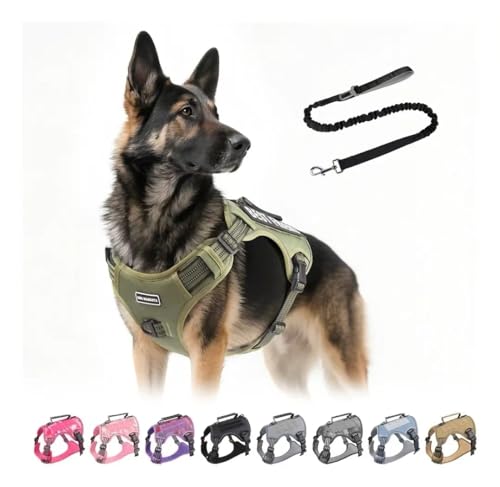 La Mejor Lista de Verde Militar los preferidos por los clientes. 46 UNA MASCOTA Pechera Arnés Táctica Reforzada con Correa Perros Grandes (Verde Militar, L)