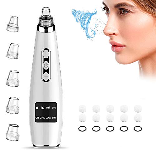Preisvergleich Produktbild yidenguk Mitesserentferner Porenreiniger Vakuumsauger Entferner USB Aufladung Nase Akne Komedone Blackhead Remover mit 5 Einstellbare Saugleistung und 5 Austauschbaren Reinigungsaufsätzen