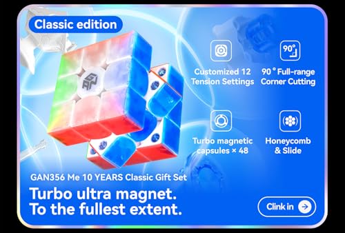 CuberShop GAN 356 ME UV (10th Anniversary Special Edition) Magnetic 3x3 Speed Cube, Gans 2024 Transp