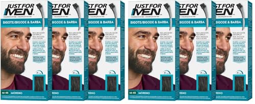 Just For Men Tinte Para Bigote y Barba, Elimina Las Canas Para Una Apariencia Más Espesa Y Completa, Con Pincel Aplicador Incluido, Color Moreno, M45 (3 Pack) (Paquete de 2)