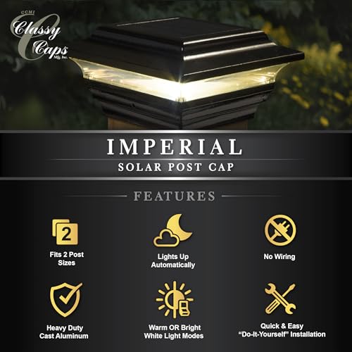 Classy Caps SL211B 4x4 Imperial Solar Post Cap - Black – High-Performance LED Lights, Durable Cast Aluminum, Warm and Cool Light Modes, Fits 4"x4" or 3.5"x3.5" Posts, Ideal for Decks, Fences by Classy Caps - Image 8