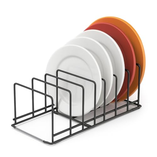 Image of Pan & Pot Lid Organizer Rack - Multifunctional Cookware for Cabinet, Pantry Chopping Board Holder, Space-Saving Kitchen Organizer, Black(17 inch L x 7 inch W x 6 inch H) (GEO-RACK)