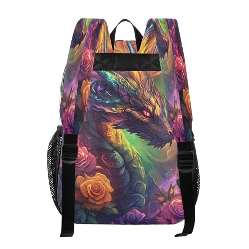 Clear Backpack for School Dragon Surrounded Roses Transparent Bookbag for Girls See Through PVC Boy Backpacks3