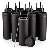 SKINNY TUMBLERS (12 pack) Matte Pastel Colored Acrylic Tumblers with Lids and Straws | 16oz Double W