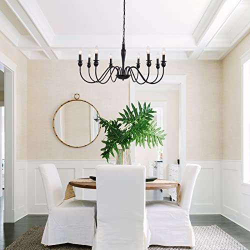 Ankylhua Black 8 Lights Farmhouse Chandelier For Dining Room Industrial Pendant Ceiling Light Fixture French Country Chandeliers For Dining Room, Living Room, Bedroom, Kitchen #TOP6