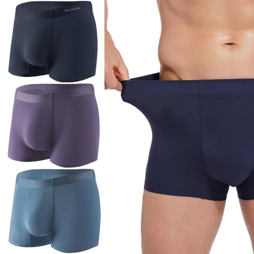 Modal Mens Trunks Underwear Performance Breathable Pouch Moisture-Wicking Cooling Seamless Underwear for Men 3 Pack