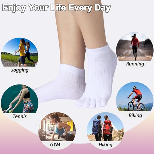 Image of Meaiguo Womens Toe Socks Cotton Five Finger Ankle Socks with Toes Separated for Running Athletic 4 Pairs